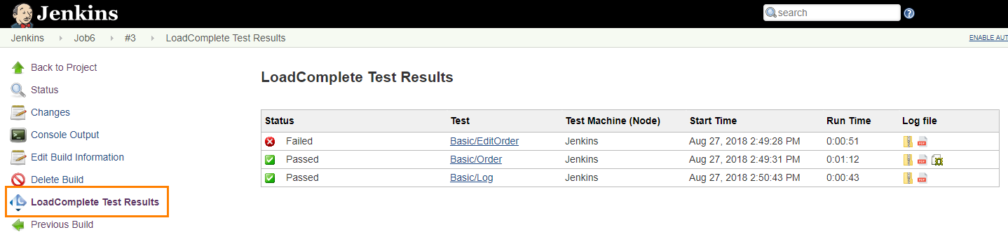 LoadComplete Jenkins integration: LoadComplete test results in Jenkins