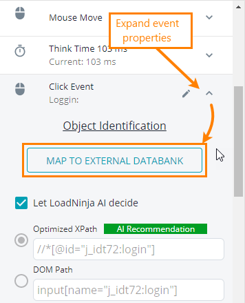 'Map to External Databank' button