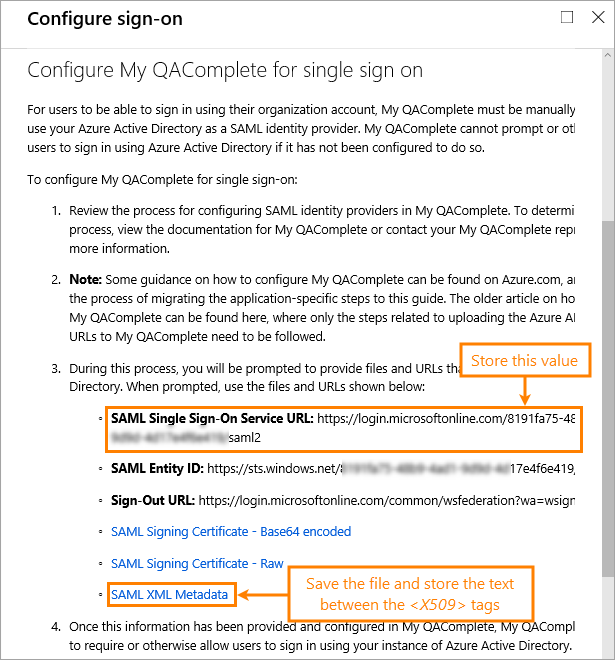 Azure: Single sign-on service credentials