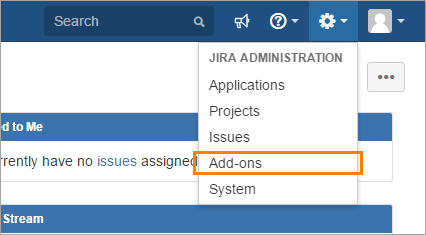 QAComplete integration with JIRA: The JIRA Administration drop-down list