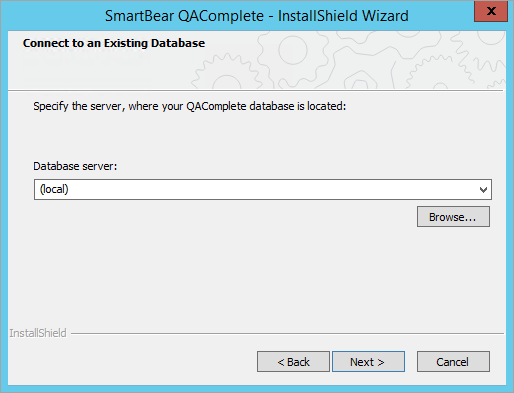 Installing QAComplete: Browse for the database