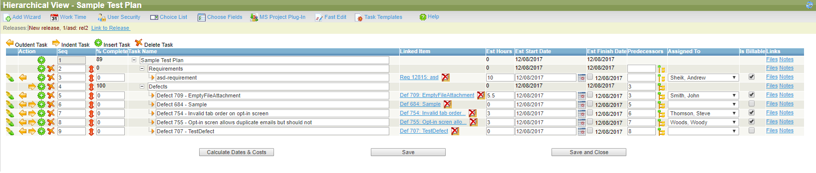 Hierarchial task view