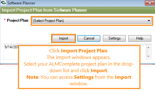 Importing a project plan