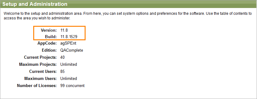 QAComplete Update: Check the versions and build
