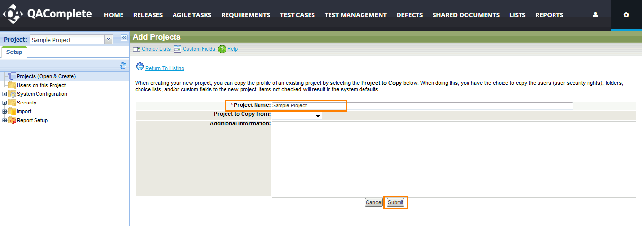 QAComplete Administrator Tutorial: Create a new project QAComplete Administrator Tutorial: Create a new project