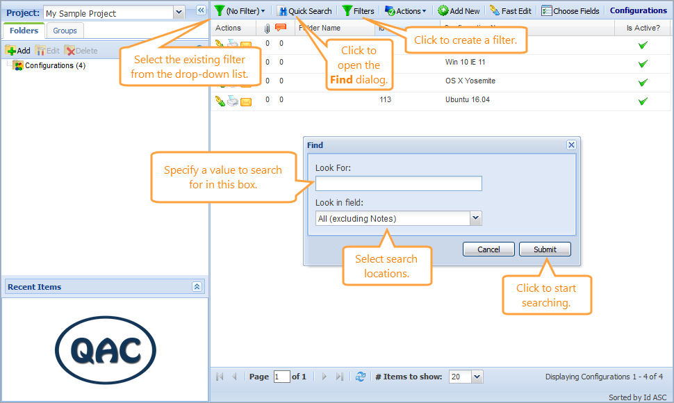 Configurations: Search and filters Configurations: Search and filters