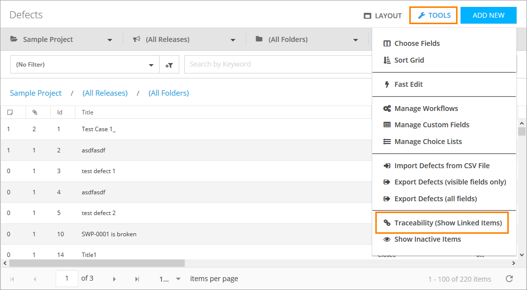 QAComplete User Tutorial: The Traceability menu item QAComplete User Tutorial: The Traceability menu item