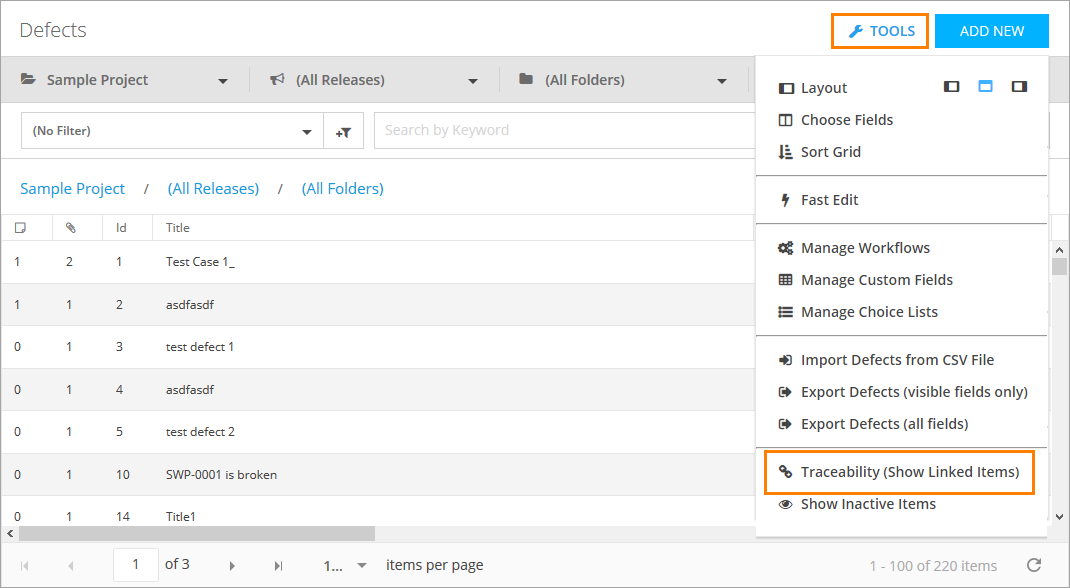 QAComplete User Tutorial: The Traceability menu item QAComplete User Tutorial: The Traceability menu item