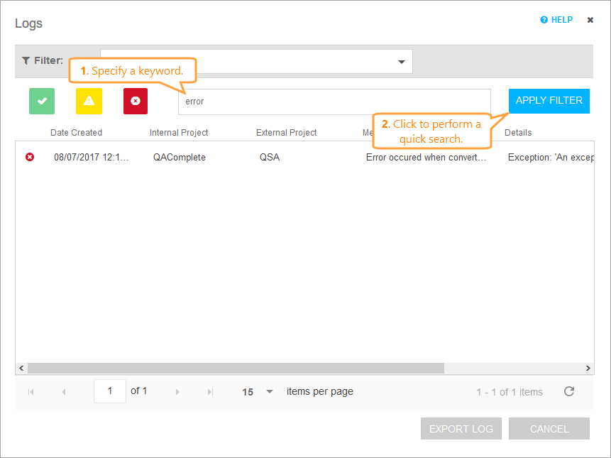 JIRA synchronization logs in QAComplete: The quick search JIRA synchronization logs in QAComplete: The quick search