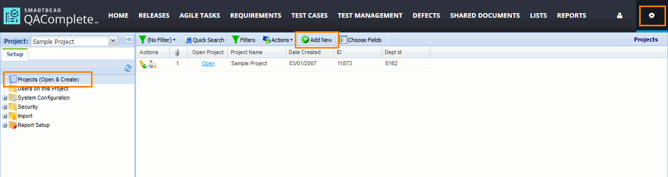 QAComplete Administrator Tutorial: Click to add a new project QAComplete Administrator Tutorial: Click to add a new project