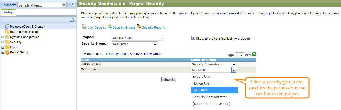 QAComplete Administrator Tutorial: Assign security permissions to a user QAComplete Administrator Tutorial: Assign security permissions to a user