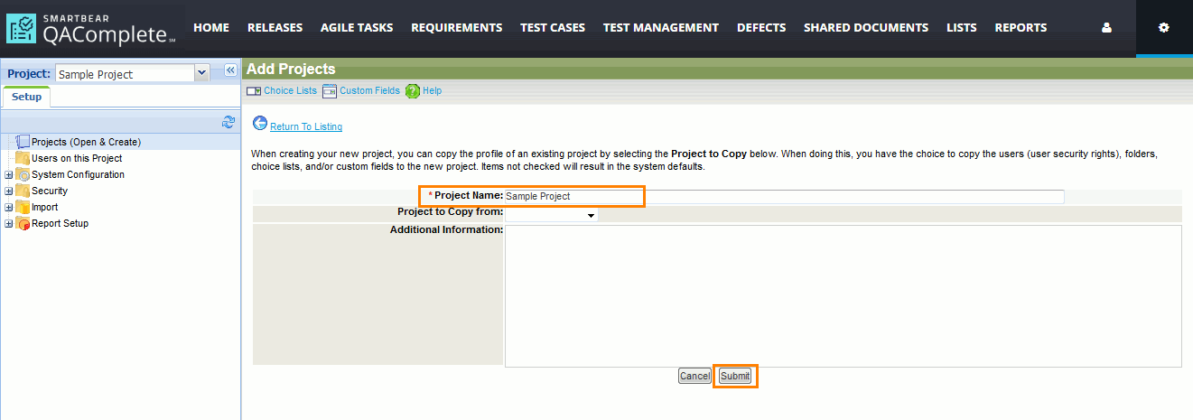 QAComplete Administrator Tutorial: Create a new project QAComplete Administrator Tutorial: Create a new project