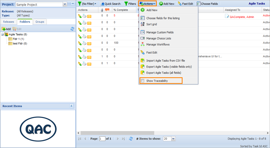 QAComplete User Tutorial: The Traceability menu item QAComplete User Tutorial: The Traceability menu item