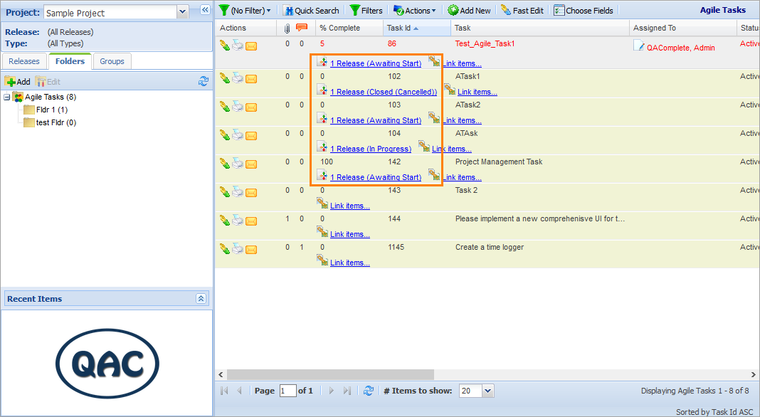 QAComplete User Tutorial: Traceability links on the item list screen QAComplete User Tutorial: Traceability links on the item list screen