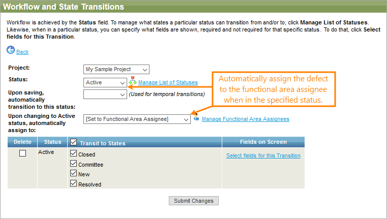 The configured state transitions The configured state transitions