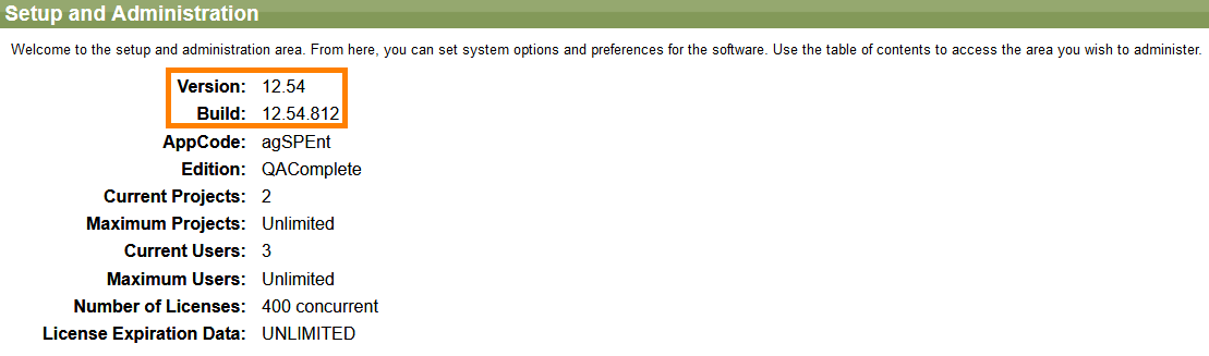 QAComplete Update: Check the versions and build
