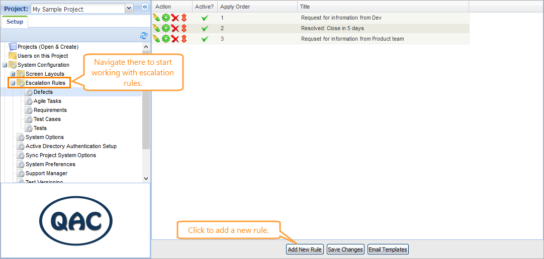 The escalation rules for defects The escalation rules for defects