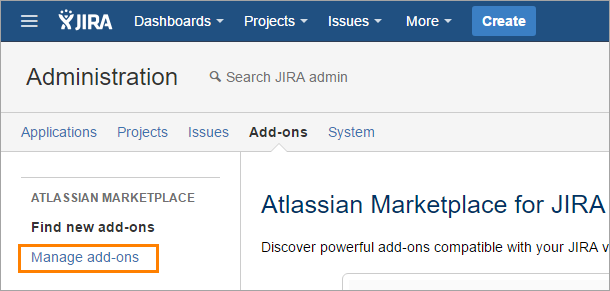 QAComplete integration with JIRA: The Addons page