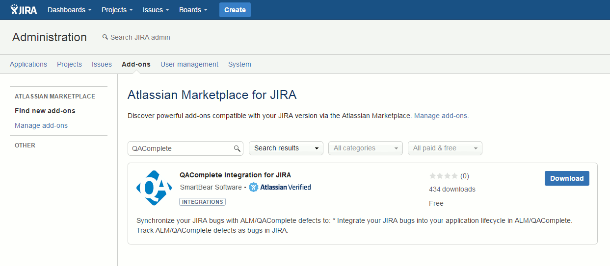 QAComplete integration with JIRA: QAComplete Integration for JIRA Plugin in Atlassian Marketplace QAComplete integration with JIRA: QAComplete Integration for JIRA Plugin in Atlassian Marketplace