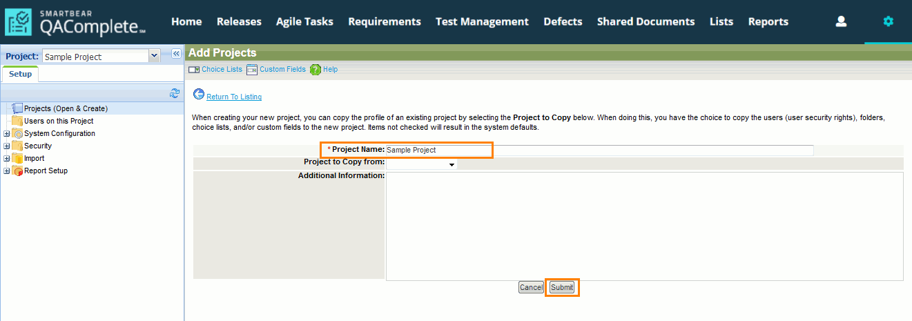 QAComplete Administrator Tutorial: Create a new project QAComplete Administrator Tutorial: Create a new project