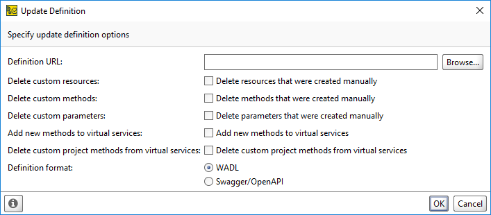 Update definition dialog for REST services