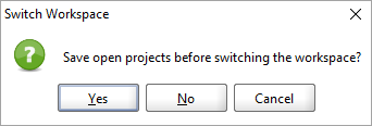 Saving projects before switching the workspaces