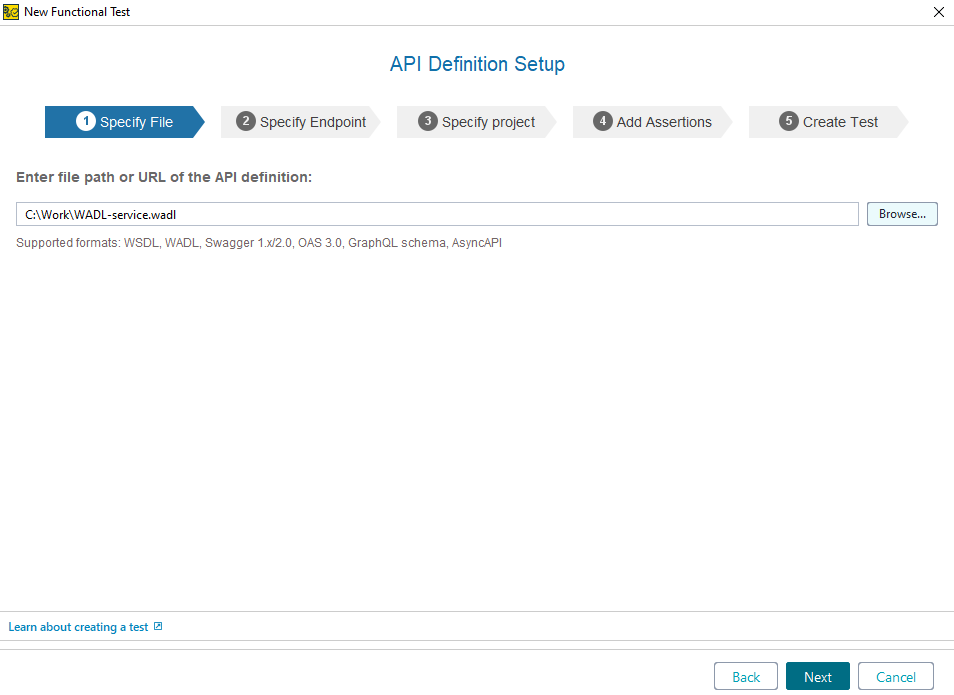 Specifying the API definition file