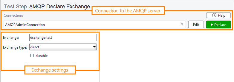 AMQP Testing: Declaring exchange
