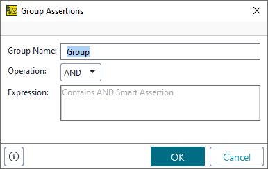 Testing web services: Group Assertions dialog