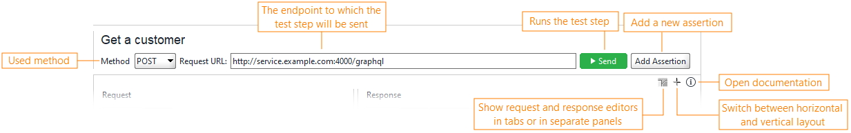 GraphQL Request test step toolbar