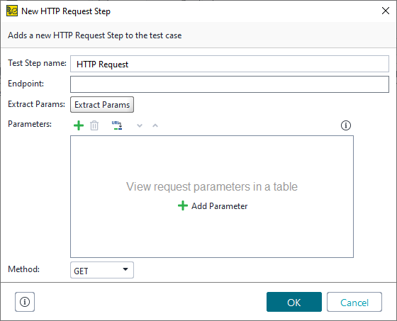 New HTTP Request Step dialog