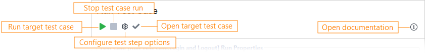 Run Test Case test step toolbar