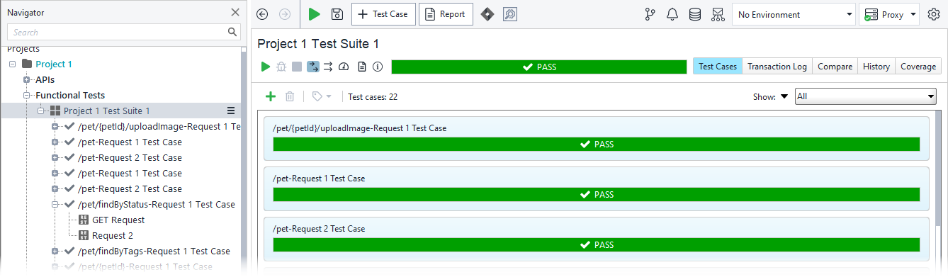 Functional web service testing with ReadyAPI: Test suite results