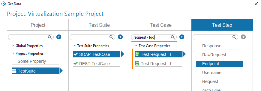 API testing with Ready! API: Filter in the new Get Data dialog