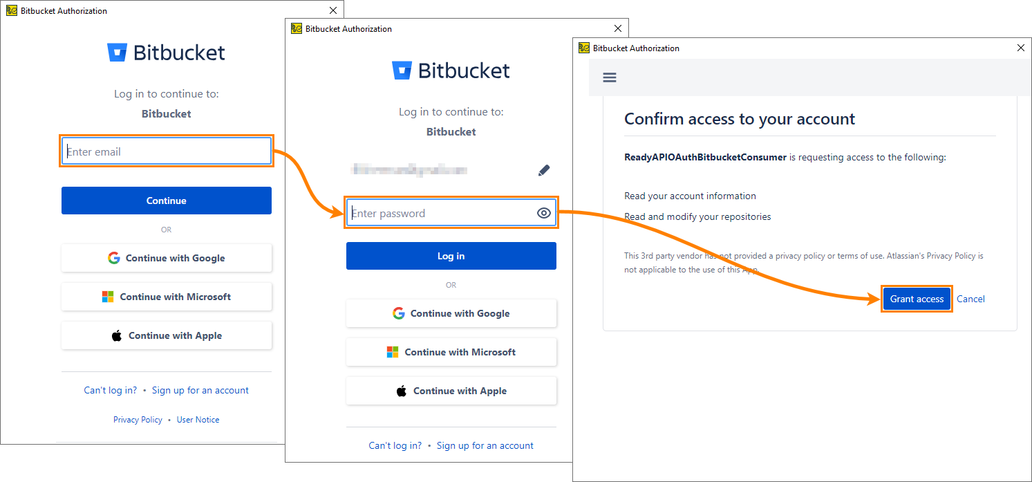 Add a Git account: Bitbucket Cloud authorization flow