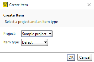 The Create Item dialog