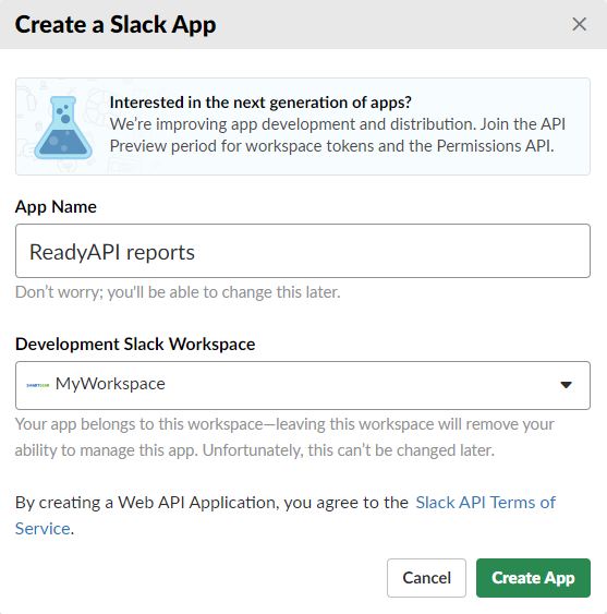 Creating a Slack app