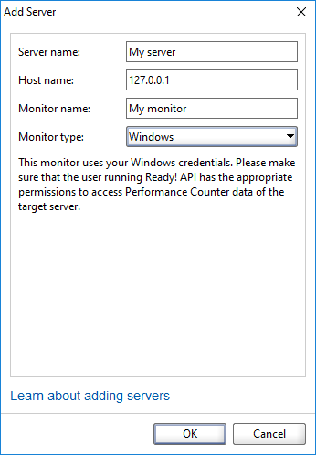 API load testing with ReadyAPI: The Add Server Dialog