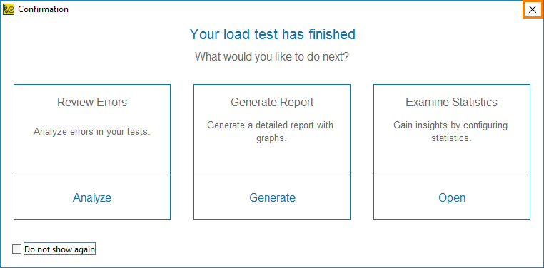 API load testing with ReadyAPI: Confirmation dialog