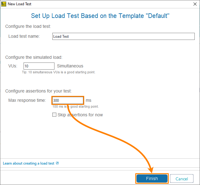 API load testing with ReadyAPI: Set Up Load Test Based on the Template "Default"
