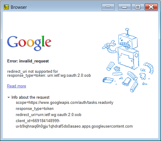 Sample Browser Error: Google