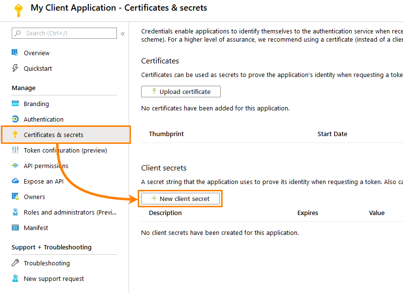 Azure OAuth 2.0 authentication tutorial: Getting a client secret