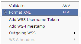The Format XML option in context menu