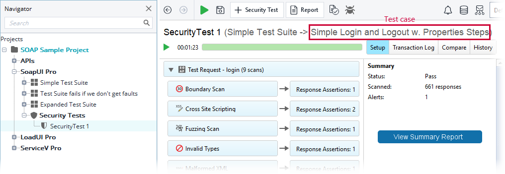 ReadyAPI: The test case name in the Security Test editor
