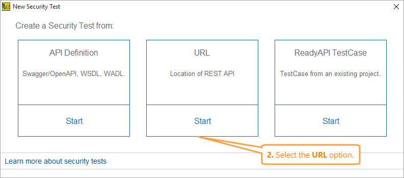 ReadyAPI: Selecting an URL as the source for the security test