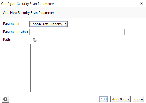 ReadyAPI: Add security scan parameter dialog