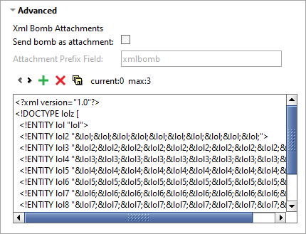 ReadyAPI: XML Bomb scan advanced options