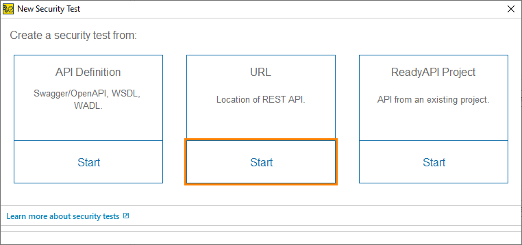 ReadyAPI: Creating a security test from URL