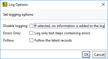 The Log Options Dialog