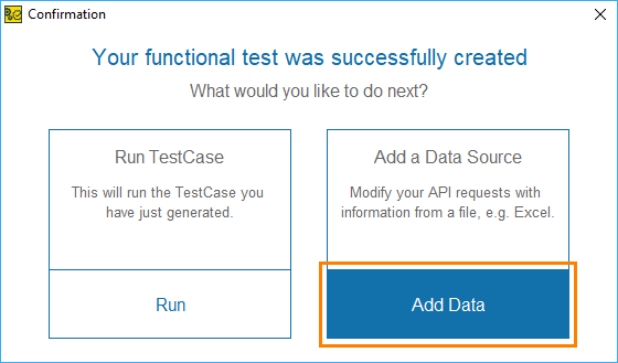 ReadyAPI: The project creation confirmation dialog